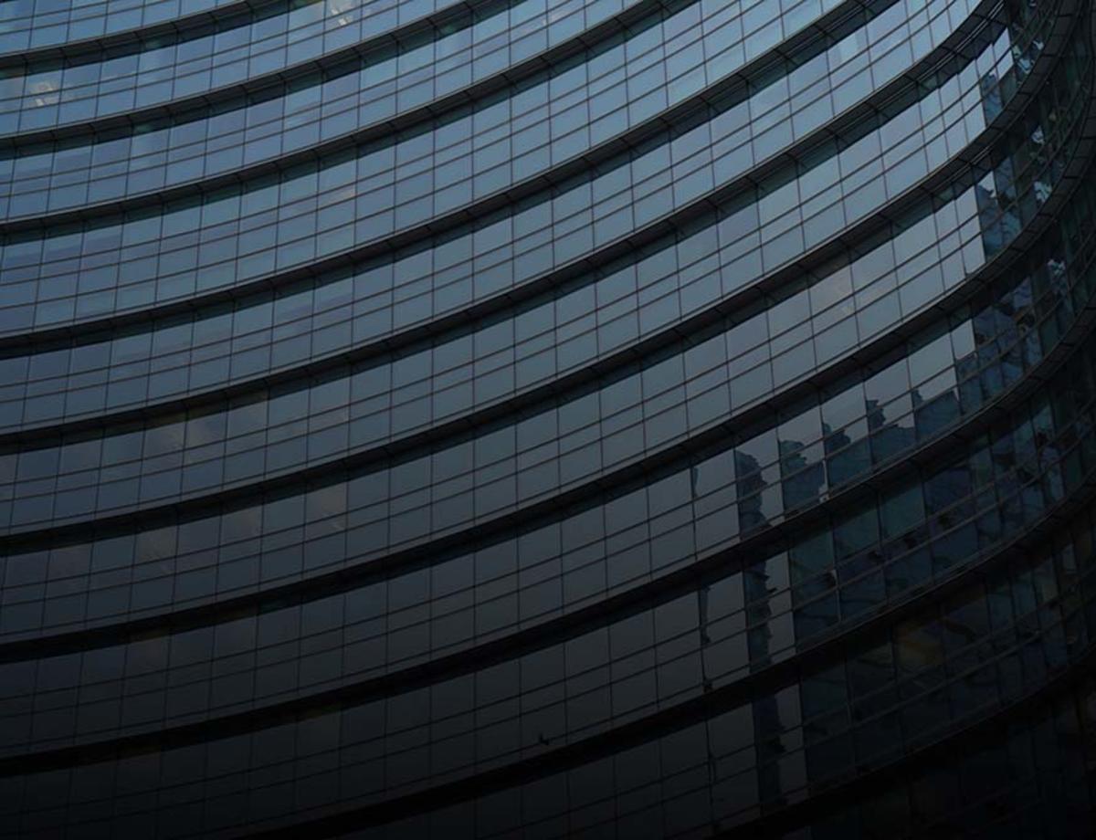 Close-up image of large business building