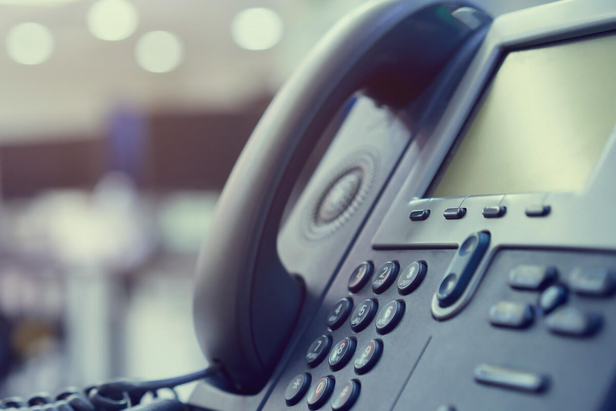 Close-up of office desk phone